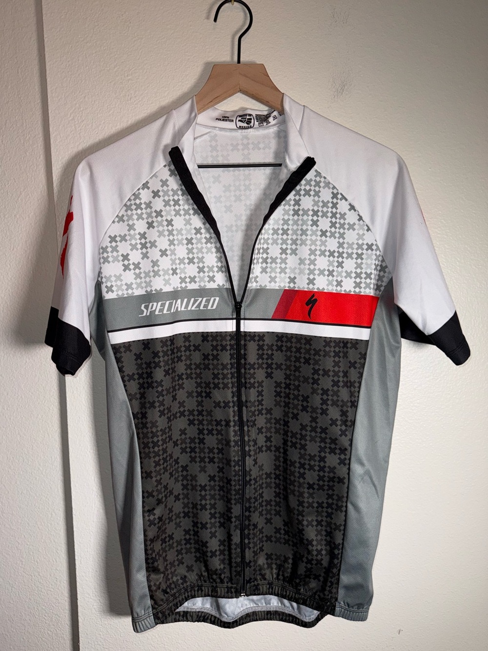 ADRENALINE Specialized Cycling Jersey - White, Gray, Black & Red Accents